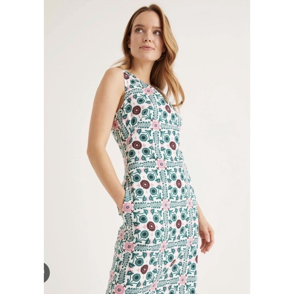 Boden Tatiana Textured Trellis Tile Floral Print Shift Dress 10R Preppy Chic